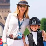 En París. Isabelle Strom y su hija Olympia brillaron en una cita hípica, con el polista Corchito Zavaleta como orgulloso espectador